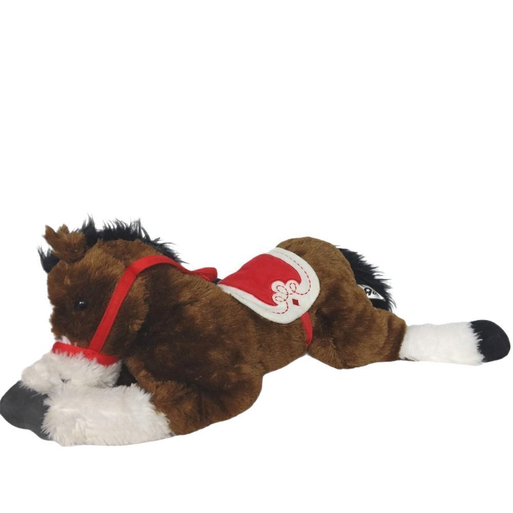 Toys R Us Brown Plush Horse Red Saddle 25 Inch
